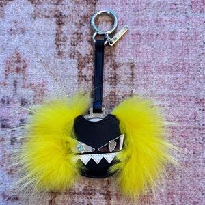Yellow and Black Furry Keychain